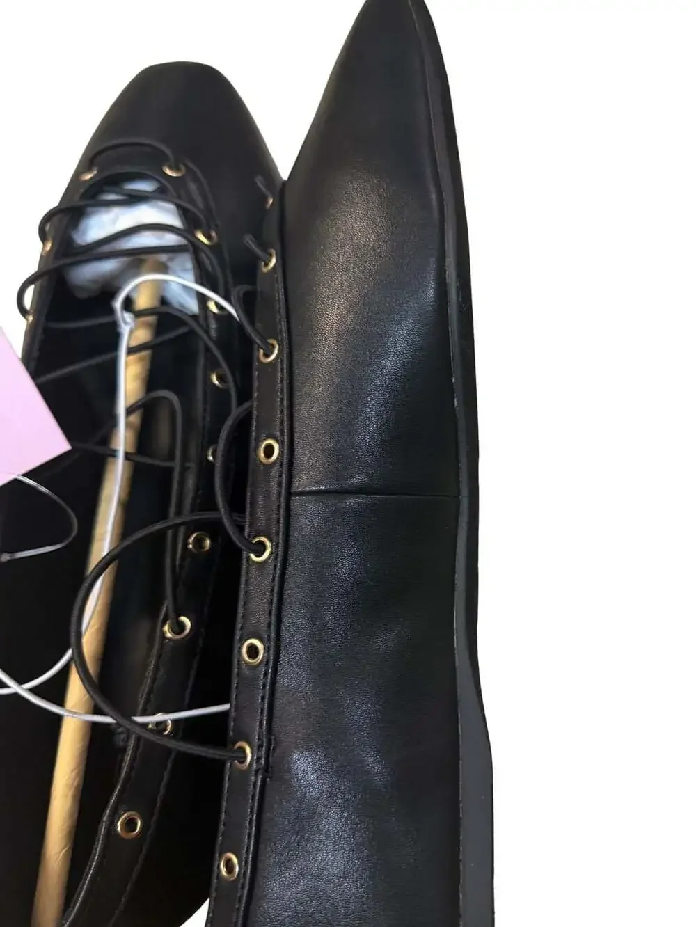 Wild Fable Black Lace-Up Pointed Toe Ballet Flats